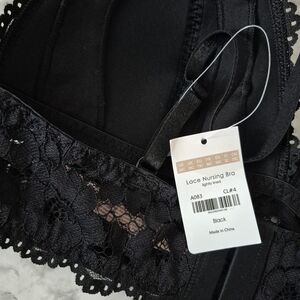 Momanda Lace Plunge Nursing Bralette Black 34C NWT